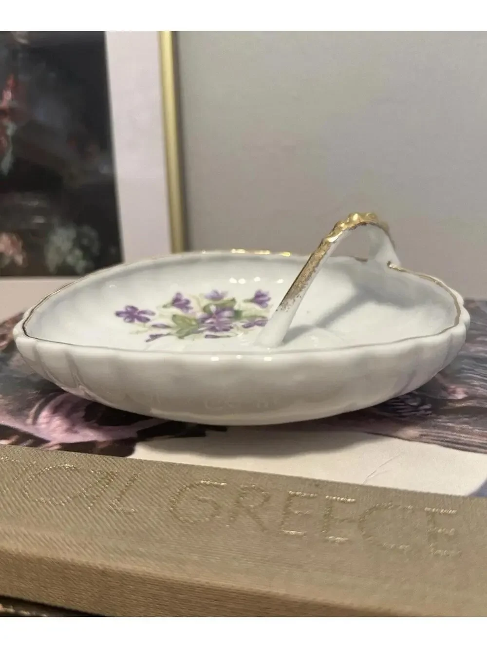 VTG Porcelain Lemon Dish Spring Violets Pattern Rossetti China Occupied Japan